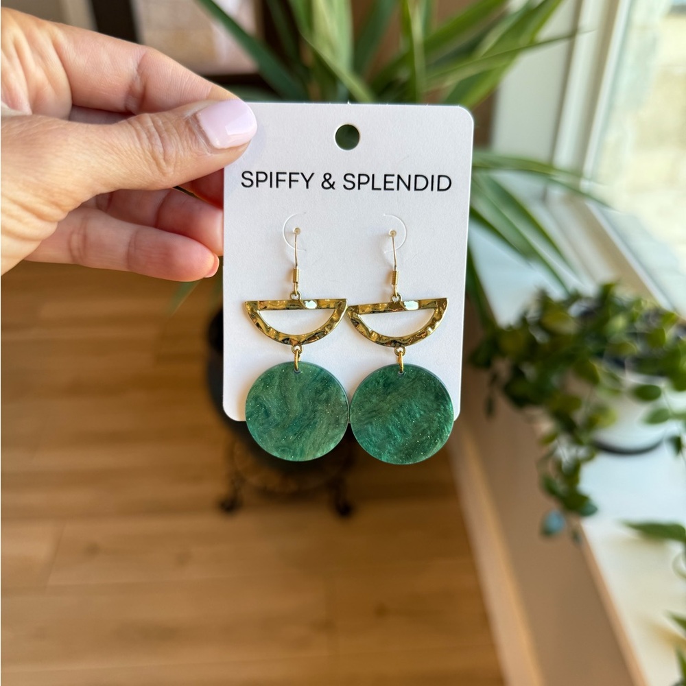 🍒 2/$20 - Green & Gold Sparkle Earrings